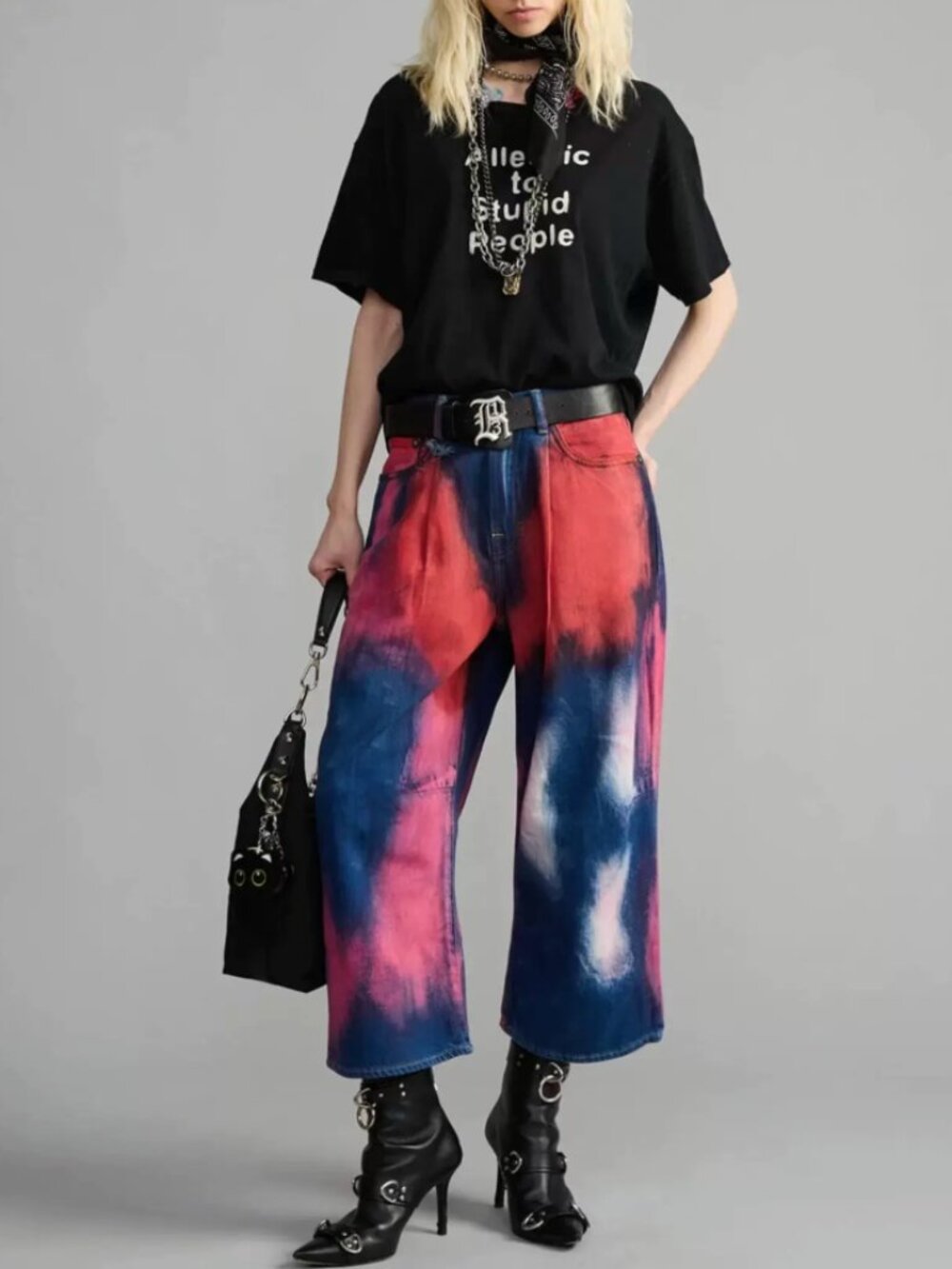 NWT R13 Crop Wide Leg Jean - Blaze Rose Blue Boyfriend Oversized